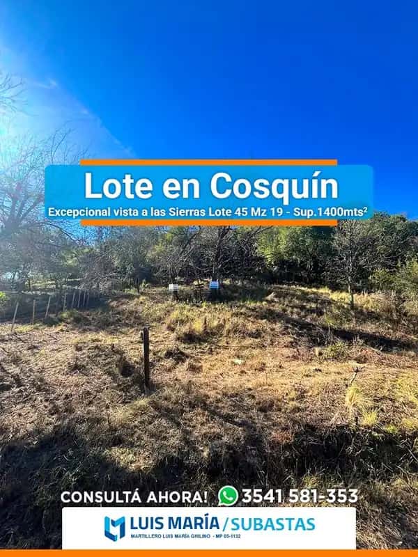 COSQUÍN GRAN TERRENO DE 1.400,00 Mts.2 CON VISTA