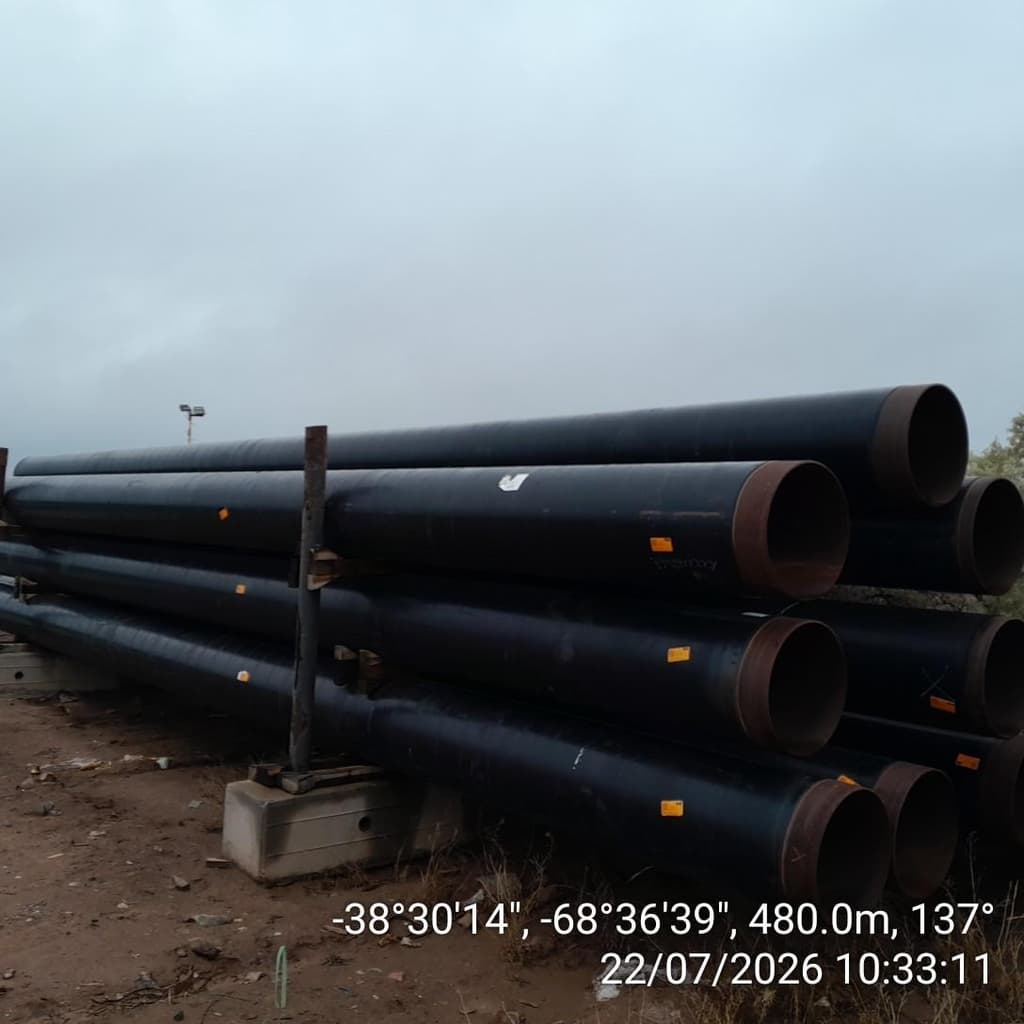 Caños 20" y 24", Cantidad: 147,35 metros aprox, Condición: rezago. LOC: Loma la Lata, provincia de Neuquén