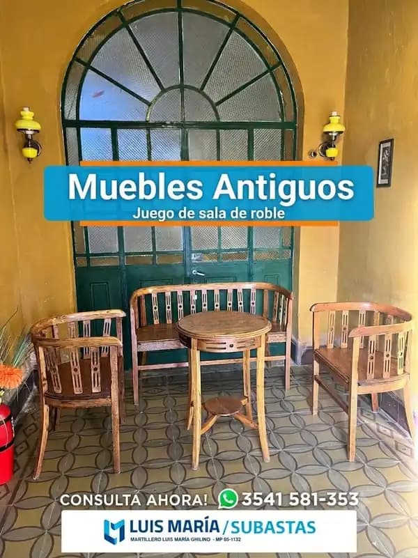 EXCEPCIONAL JUEGO SALA ROBLE IMPECABLE 1890-1910