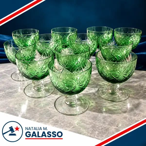 COPAS CRISTAL VERDE ANTIGUO TALLADAS