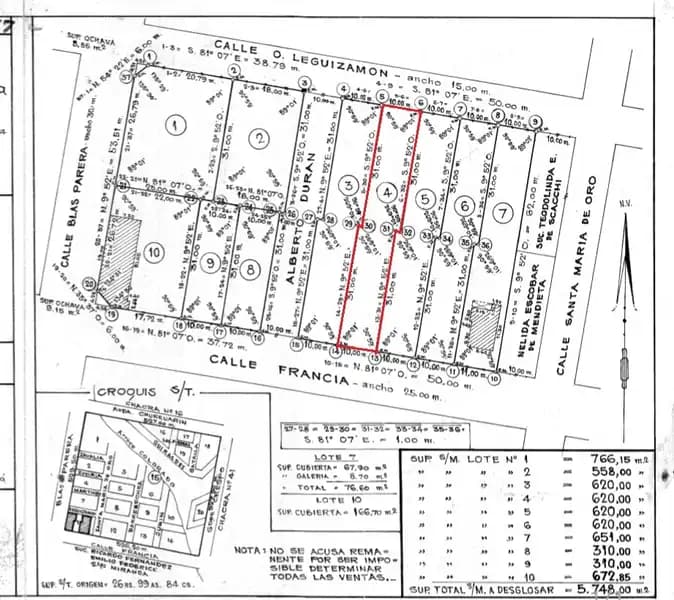 LOTE DE 620M2 C/SALIDA A DOS CALLES 10m x 62 m