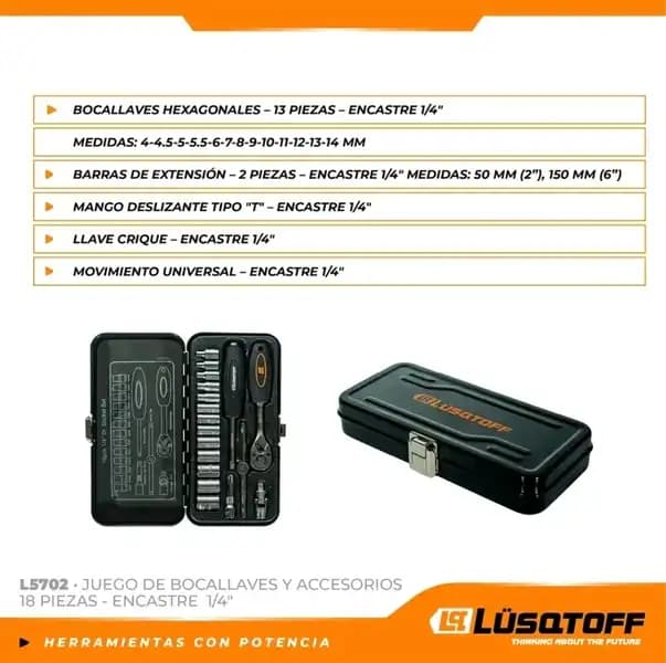 JUEGO DE BOCALLAVES Y ACCESORIOS 18 PIEZAS
