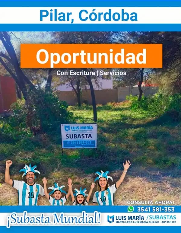 LOTE EN PILAR, Córdoba. Residencial. OPORTUNIDAD
