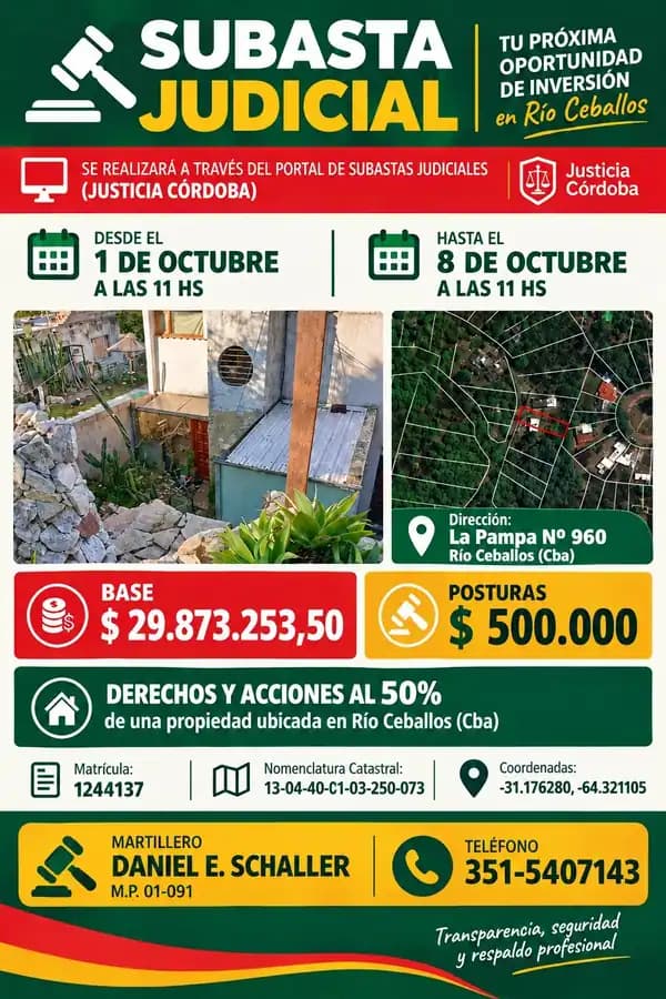 DERECHOS Y ACCIONES AL 50% CASA EN RIO CEBALLOS