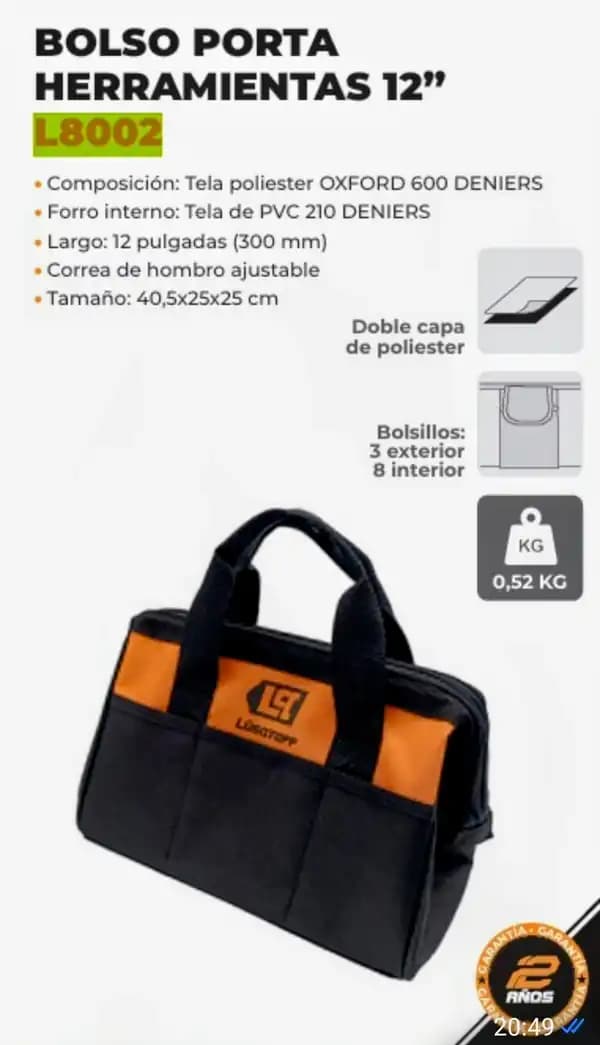 BOLSO PORTA HERRAMIENTAS DE TELA