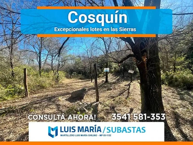 COSQUIN HERMOSO TERRENO AL PIE DE LAS SIERRAS 750M
