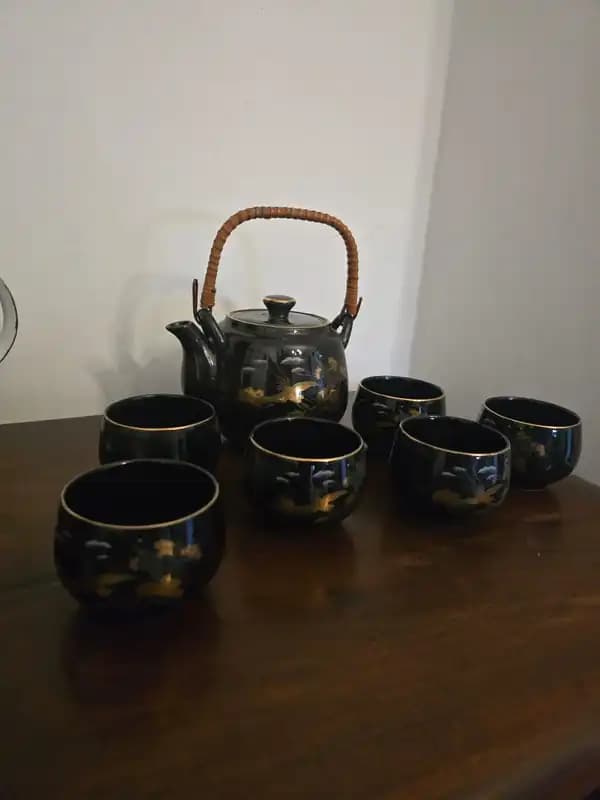 juego de te oriental tetera y 6 tacitas