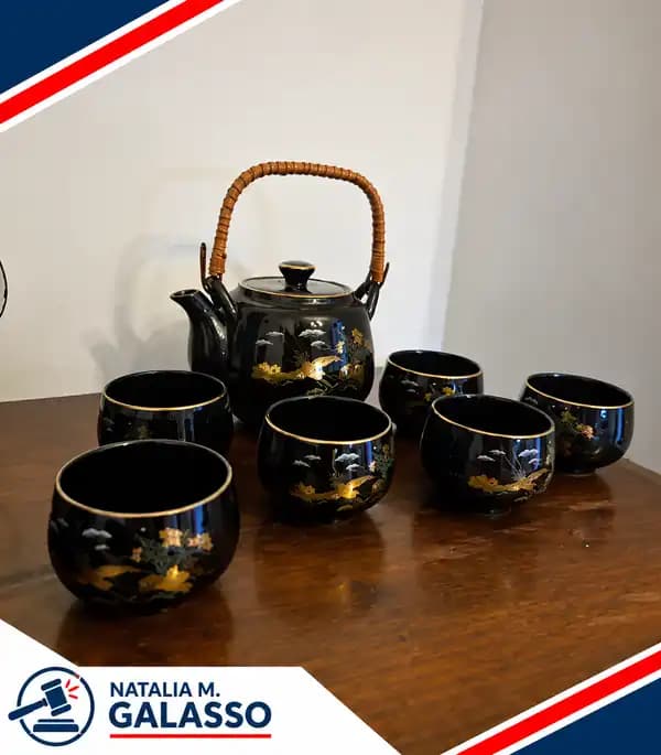 juego de te oriental tetera y 6 tacitas