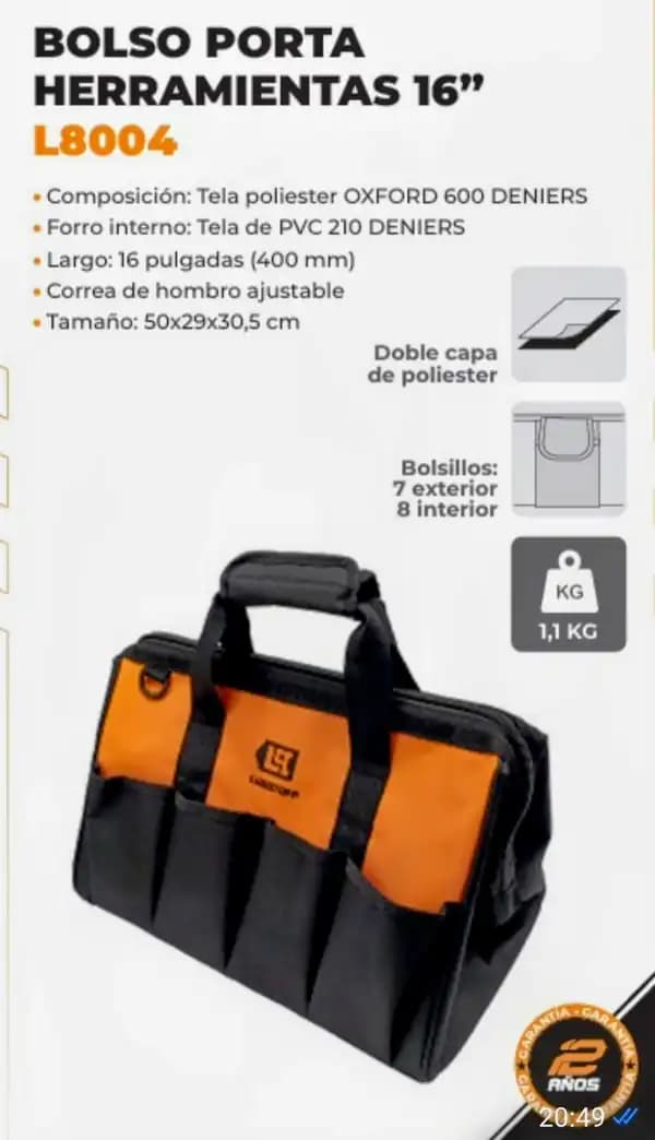 BOLSO PORTA HERRAMIENTAS 16"