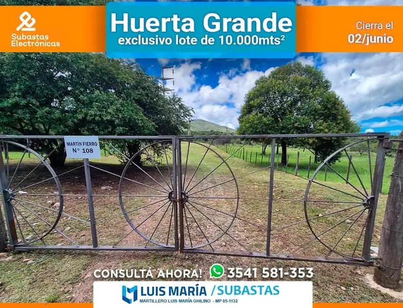 10.000-Mts.2 " FINANCIADOS " HUERTA GRANDE"