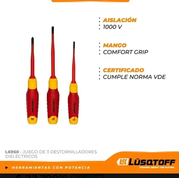 JUEGO DE 3 DESTORNILLADORES DIELECTRICOS