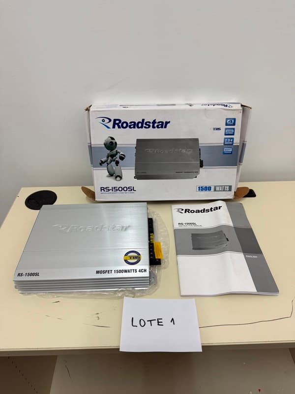 UN (01) AMPLIFICADOR MARCA ROADSTAR MODELO RS 1500 SL - NUEVO FUNCIONAMIENTO SIN CONTROLAR - TRIBUTAN IVA ALÍCUOTA 21% - SE VENDEN EN EL ESTADO EN EL QUE SE ENCUENTRAN Y EXHIBEN – CON CAJA Y MANUAL 18015ALOT000195L