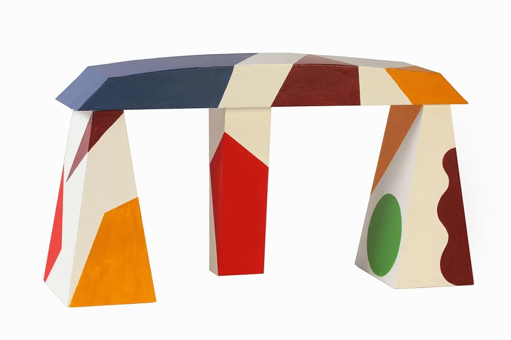 "Maqueta del Puente Transbordador". Escultura. Técnica mixta sobre tabla. Obra de Edgardo Giménez. Firmada arriba. Medidas 33 x 60.5 x 16.5 cm. En buen estado.