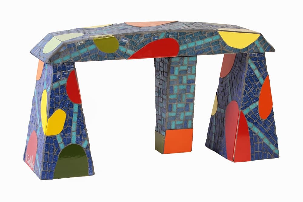 "Puente Nocturno". Escultura. Técnica mixta sobre tabla. Obra de Marino Santa María. Firmad en el pie izquierdo. Medidas 33 x 60.5 x 16.5 cm. En buen estado.