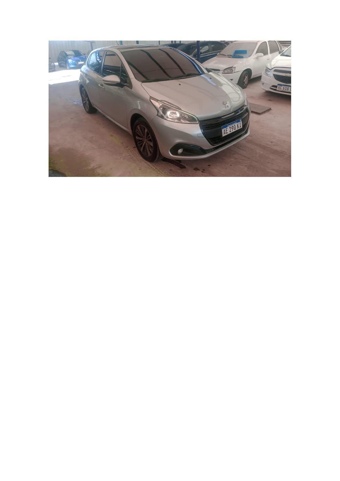 Subasta de un vehículo marca Peugeot Modelo: 862 - 208 FELINE 1.6 115.  Dominio AE290KI. Modelo2020.